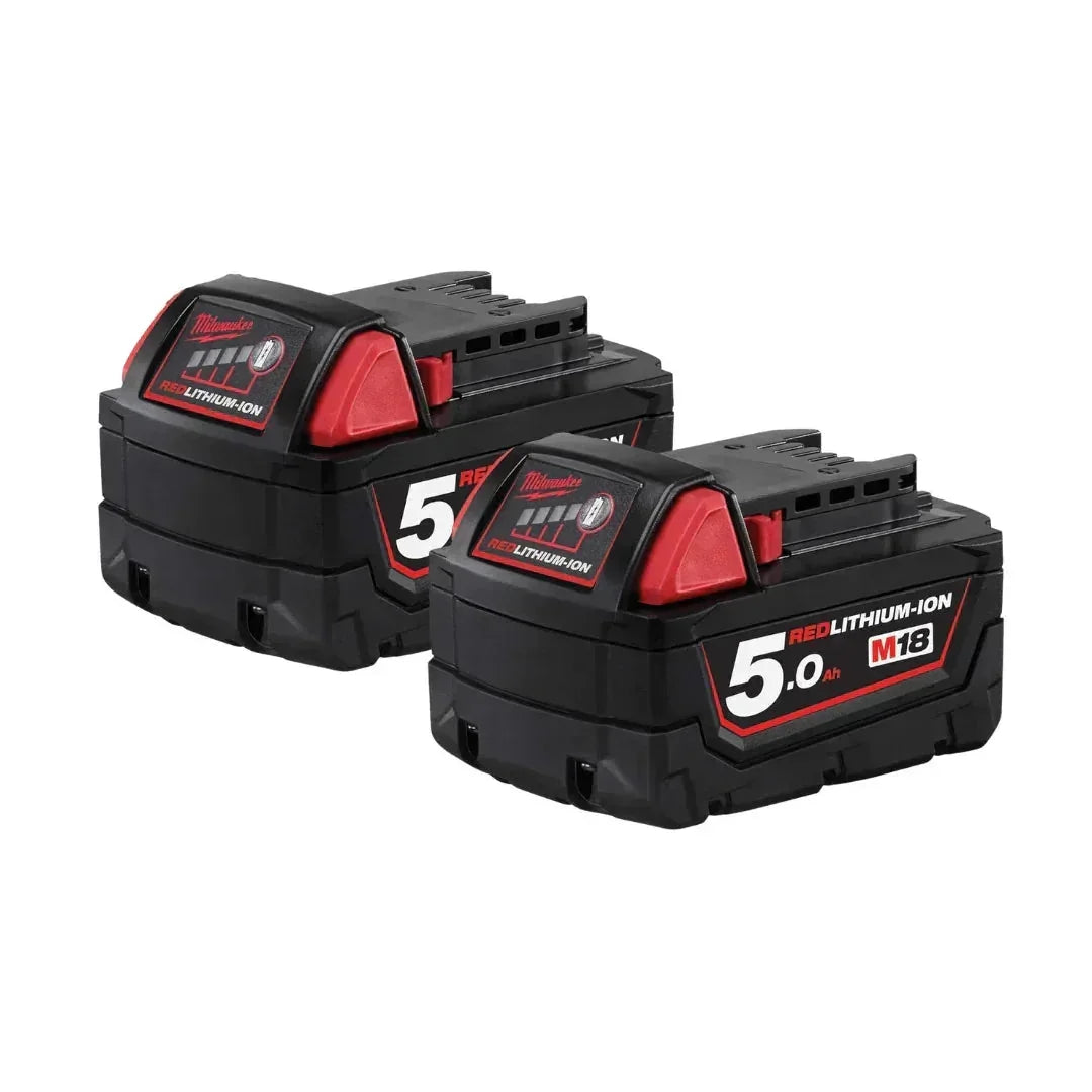 Milwaukee M18B5 18V Li-Ion Batteries – 5.0Ah Twin Rechargeable Battery Pack