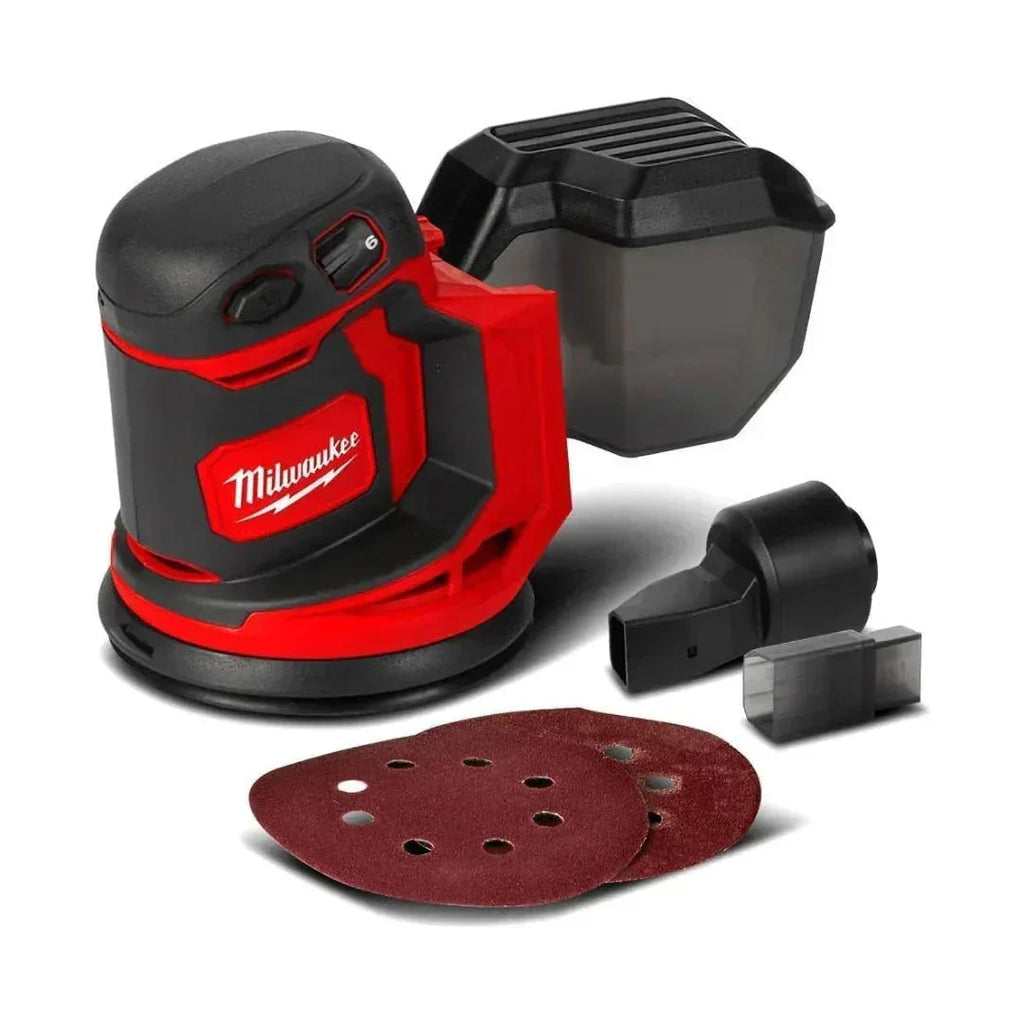 Milwaukee M18 BOS125-0 Cordless Orbital Sander with Twin 5.0Ah Batteries – 18V Power Tool Kit