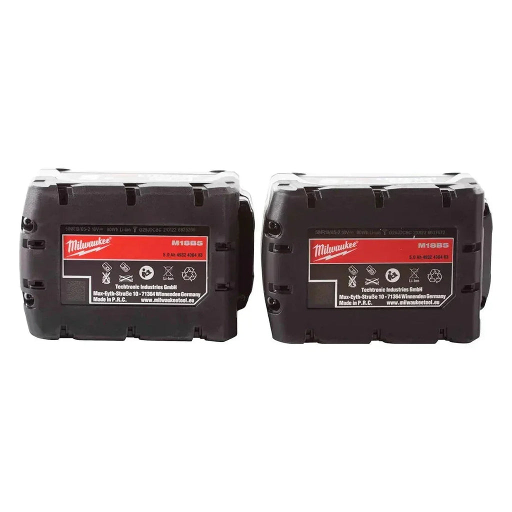 Milwaukee M18B5 18V Li-Ion Batteries – 5.0Ah Twin Rechargeable Battery Pack