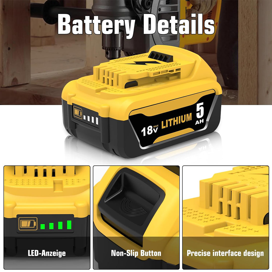 DeWalt Cordless Leaf Blower Kit with Dual 5.0Ah Li-Ion Batteries – Battery Powered Garden Tool